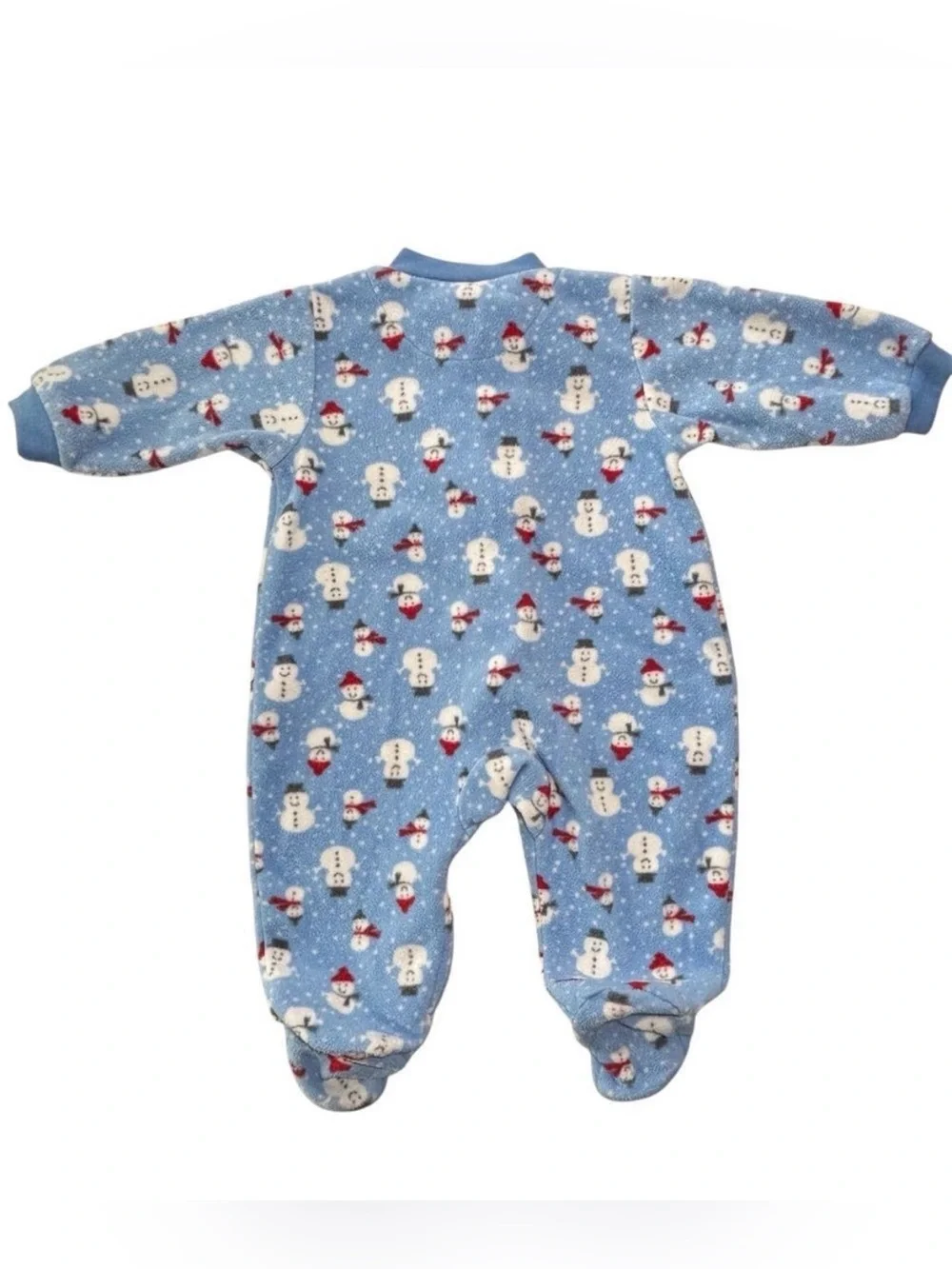 Carter’s Baby Boys Blue Fleece Snowman Christmas Footed Pajamas Sleeper 6 Months